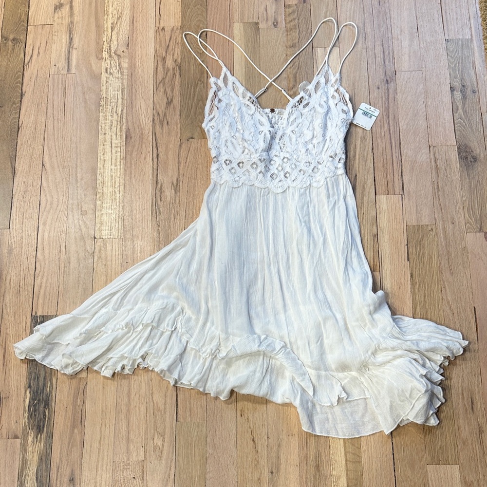 Free People White Lace Mini Dress